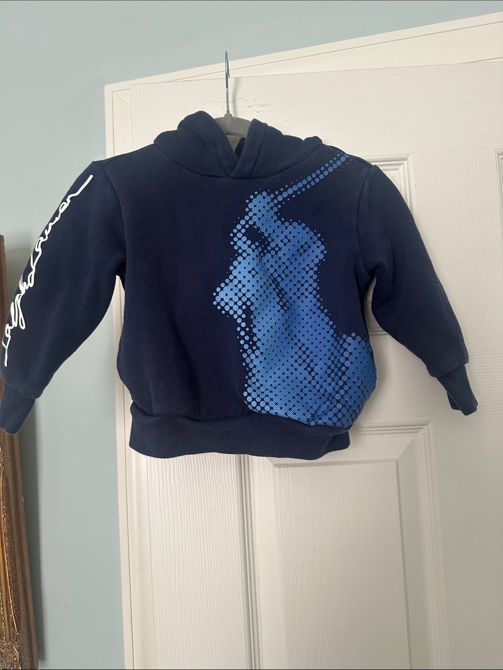 Polo by Ralph Lauren Navy Hoodie with Light Blue Polo Graphic